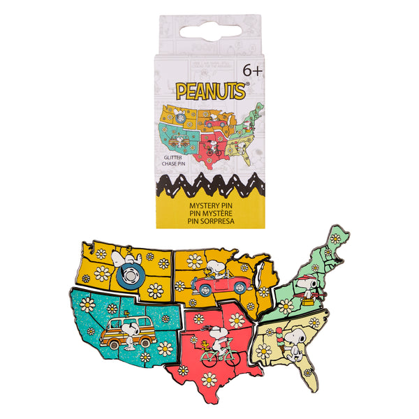 Loungefly Peanuts Snoopy Road Trip Map Mystery Box Pin