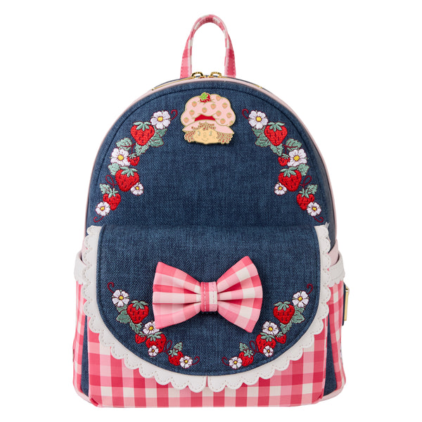 Loungefly Strawberry Shortcake Denim Gingham Mini Backpack