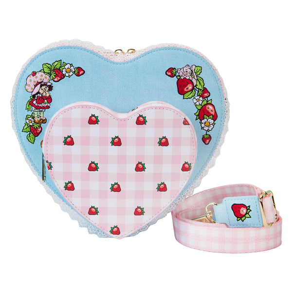 Loungefly Strawberry Shortcake Denim Heart Shaped Figural Crossbody Bag