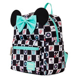 Loungefly Disney Mickey & Minnie Date Night Diner Checkered All-Over Print Nylon Mini Backpack
