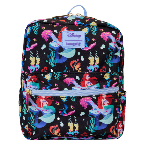Loungefly Disney The Little Mermaid 35th Anniversary Life is the Bubbles All-Over Print Nylon Square Mini Backpack