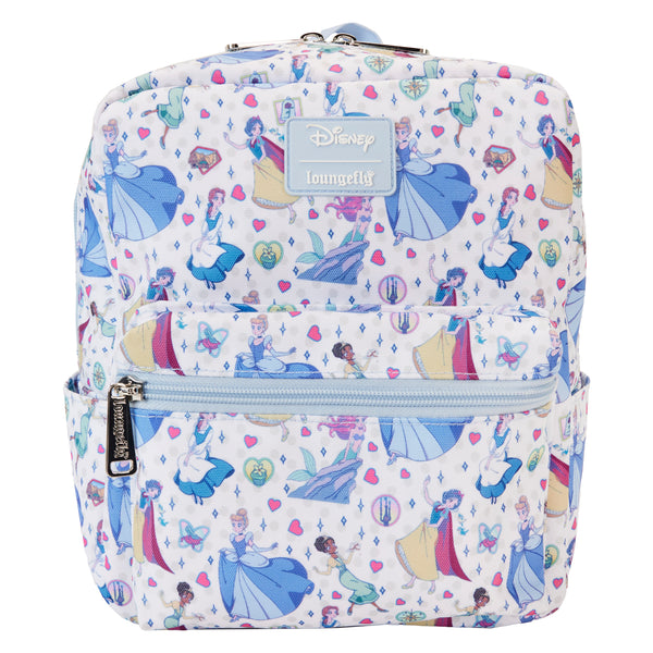 Loungefly Disney Princess Manga Style All-Over Print Nylon Square Mini Backpack