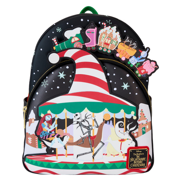 Loungefly Disney The Nightmare Before Christmas Candy Cane Carousel Glow Mini Backpack