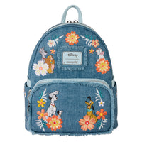 Loungefly Disney Dogs & Cats Floral Faux Denim Fringe Mini Backpack