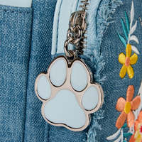 Loungefly Disney Dogs & Cats Floral Faux Denim Fringe Mini Backpack