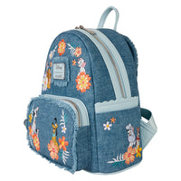 Loungefly Disney Dogs & Cats Floral Faux Denim Fringe Mini Backpack
