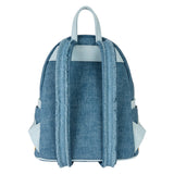 Loungefly Disney Dogs & Cats Floral Faux Denim Fringe Mini Backpack
