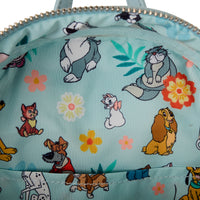 Loungefly Disney Dogs & Cats Floral Faux Denim Fringe Mini Backpack