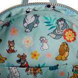 Loungefly Disney Dogs & Cats Floral Faux Denim Fringe Mini Backpack