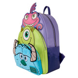 Loungefly Pixar Monsters, Inc. Sulley, Mike, & Randall Triple Pocket Mini Backpack