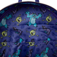 Loungefly Pixar Monsters, Inc. Sulley, Mike, & Randall Triple Pocket Mini Backpack