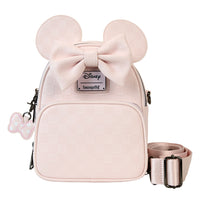 Loungefly Disney Minnie Mouse Checkered Texture Convertible Mini Backpack & Crossbody Bag