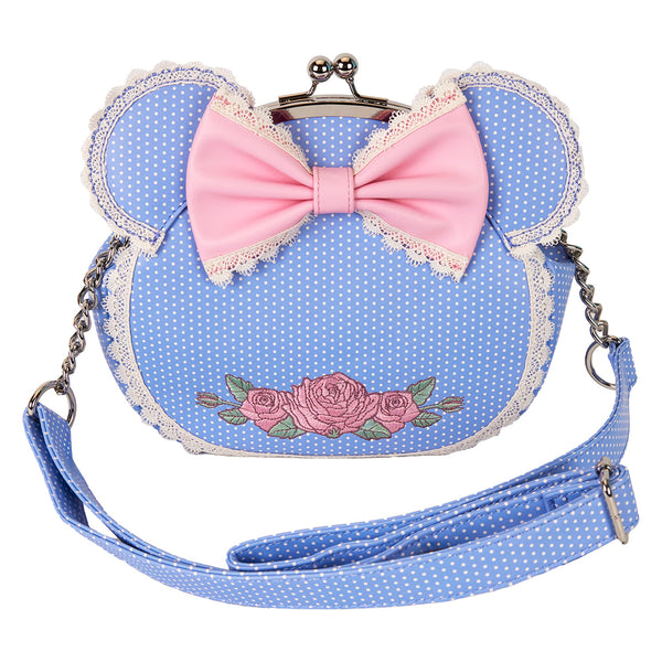 Loungefly Disney Minnie Mouse Floral and Lace Kisslock Crossbody Bag