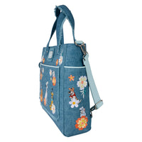 Loungefly Disney Dogs & Cats Floral Faux Denim Convertible Backpack & Tote Bag with Coin Bag