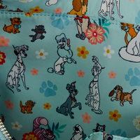 Loungefly Disney Dogs & Cats Floral Faux Denim Convertible Backpack & Tote Bag with Coin Bag