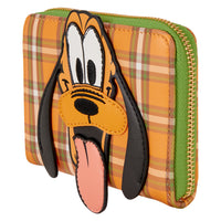 Loungefly Disney Pluto 95th Anniversary Plaid Zip Around Wallet
