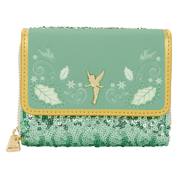 Loungefly Disney Peter Pan Tinker Bell Holiday Sequin Tri-Fold Wallet