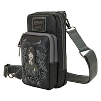Loungefly The Addams Family Wednesday Black Roses Cell Phone Crossbody Bag with Coin Bag