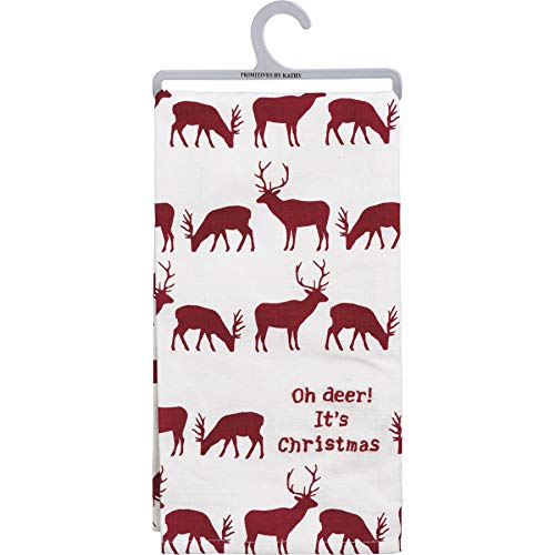 Primitives by Kathy Oh Deer It's Christmas Dish Towel